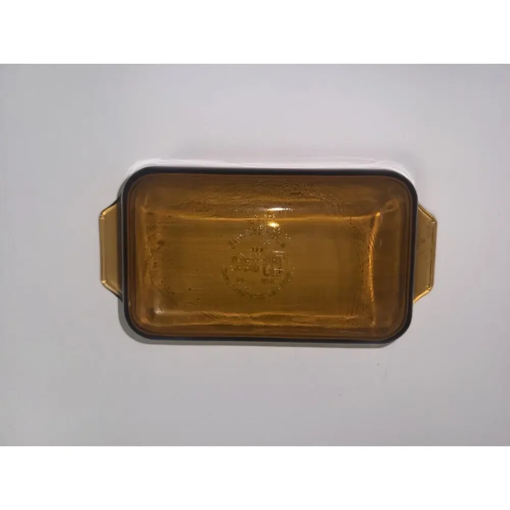 Anchor Hocking Amber Glass Loaf Pan 1 Quart 441 Vintage Bakeware 5x9 Made in USA